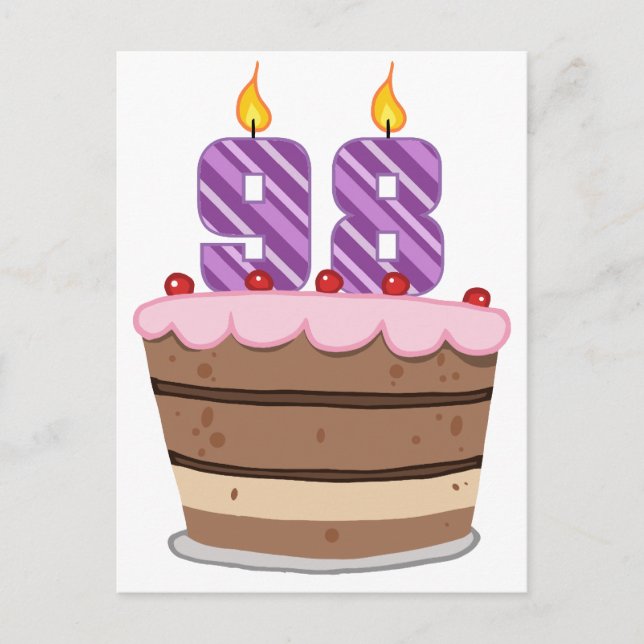 Carte Postale Âge 98 sur gâteau d'anniversaire (Devant)