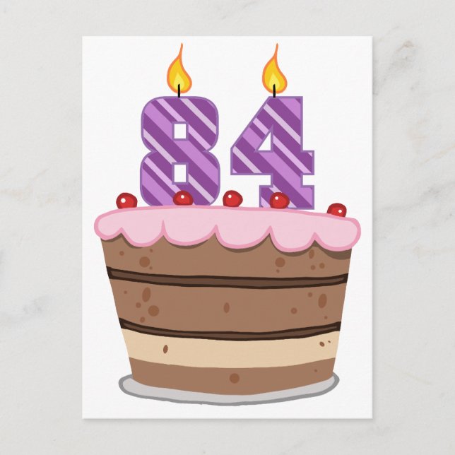 Carte Postale Âgé de 84 ans sur gâteau d'anniversaire (Devant)