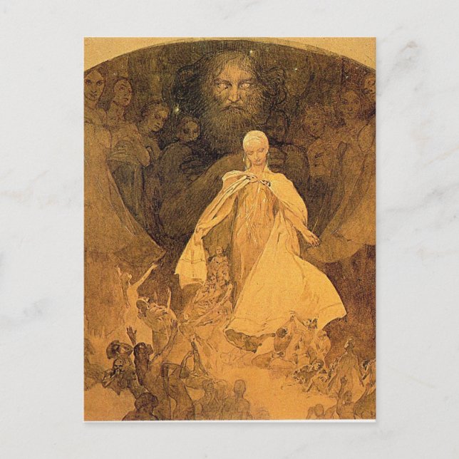 Carte Postale Age de la sagesse par Alphonse Mucha (Devant)