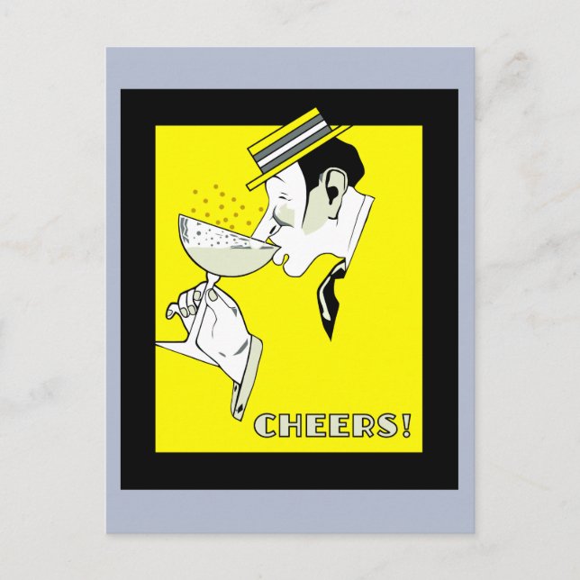 Carte Postale Âge du jazz déco Art Champagne À votre santé Fête (Devant)