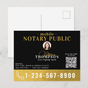 Carte Postale Agent de signature notarié Black Gold Code QR phot