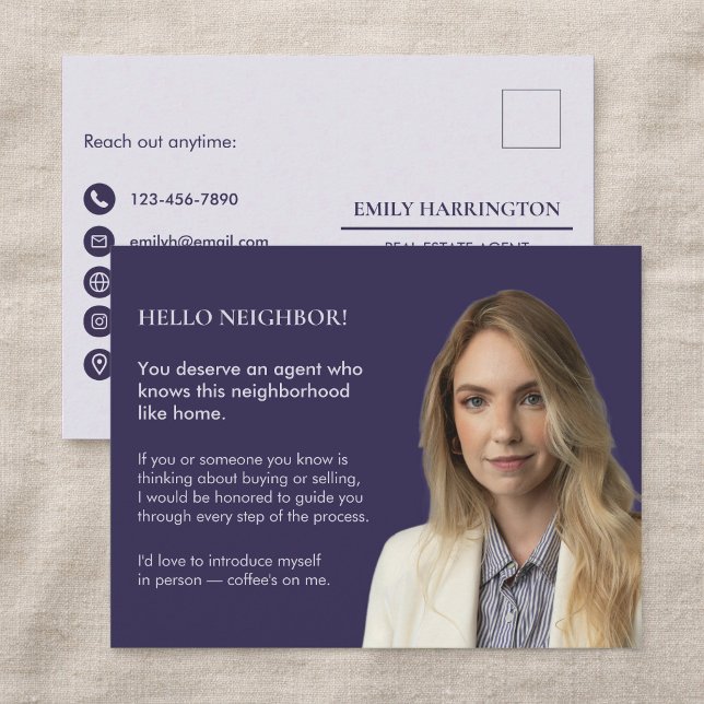Carte Postale Agent Immobilier Classique Clé Introduction Violet (Créateur téléchargé)