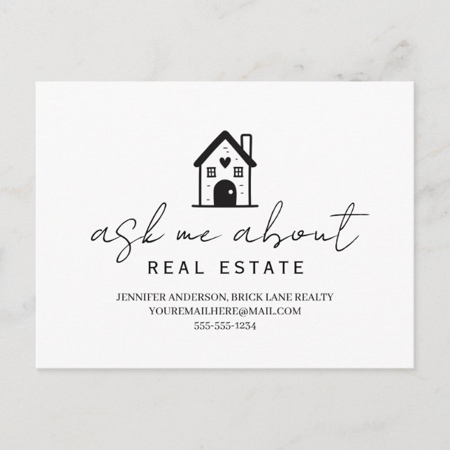 Carte Postale Agent immobilier, demandez-moi des informations su (Devant)