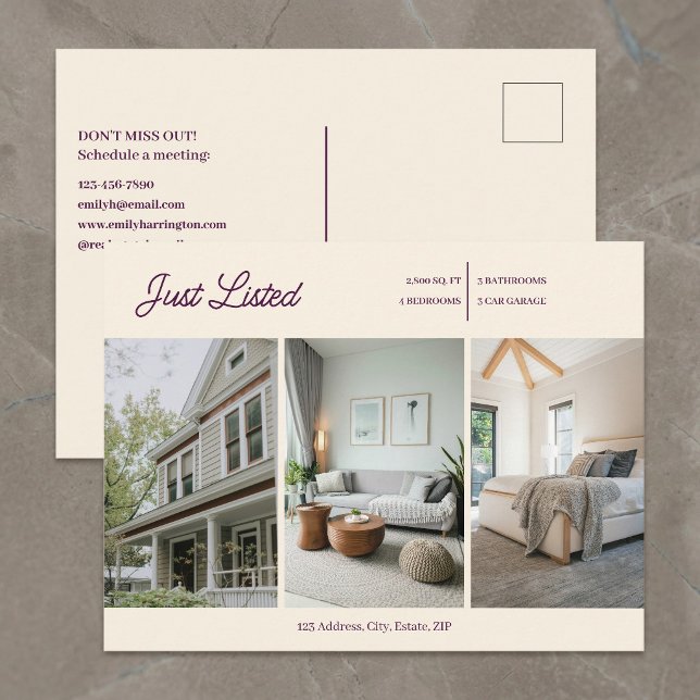 Carte Postale Agent immobilier moderne de prunes tout juste list (Créateur téléchargé)