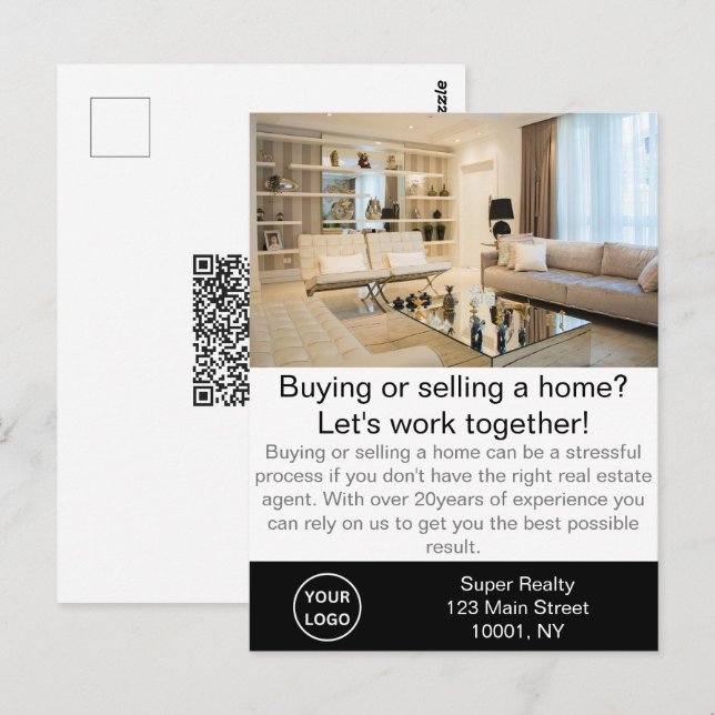 Carte Postale Agent immobilier moderne personnalisable (Devant / Derrière)