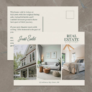 Carte Postale Agent immobilier moderne vert vendu