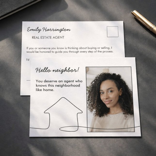 Carte Postale Agent Immobilier Neutre Introduction Art Linéaire (Créateur téléchargé)