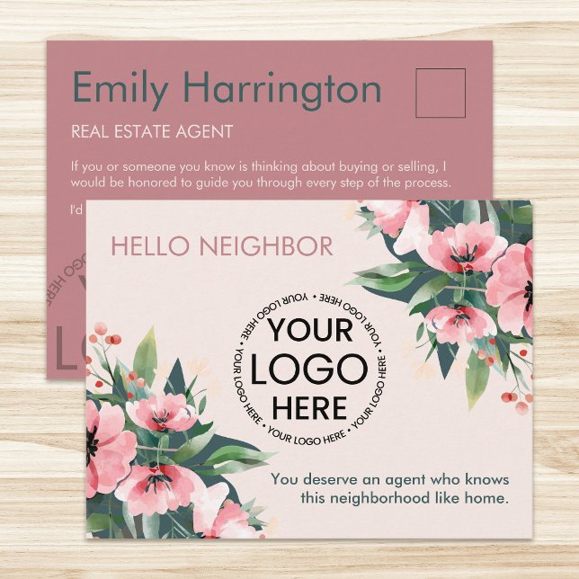 Carte Postale Agent Immobilier Rose Introduction Fleur Rougeâtre (Créateur téléchargé)