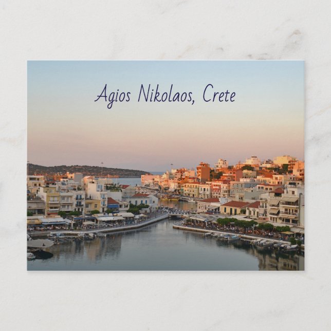 Carte postale Agios Nikolaos vue coucher de soleil (Devant)
