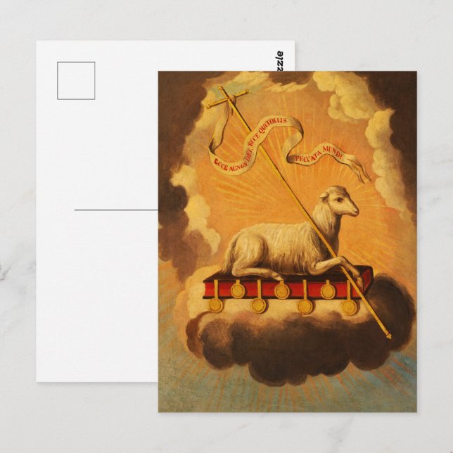 Carte Postale Agneau de Dieu, Agnus Dei par Jose Campeche y Jord (Devant / Derrière)