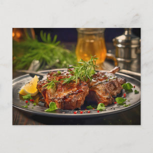 Carte Postale Agneau grillé au romarin BBQ