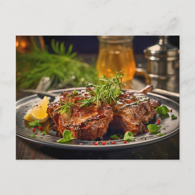 Carte Postale Agneau grillé au romarin BBQ (Devant)