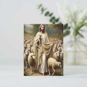 Carte Postale Agneaux bergers Jésus en Sérénité
