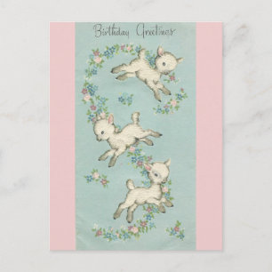 Carte Postale Agneaux d'anniversaire vintages