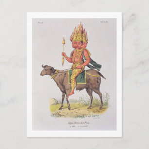 Carte Postale Agni, Dieu du Feu, gravé par Charles Etienne Pie