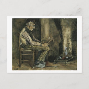 Carte Postale Agriculteur à Fireside Reading, Vincent van Gogh