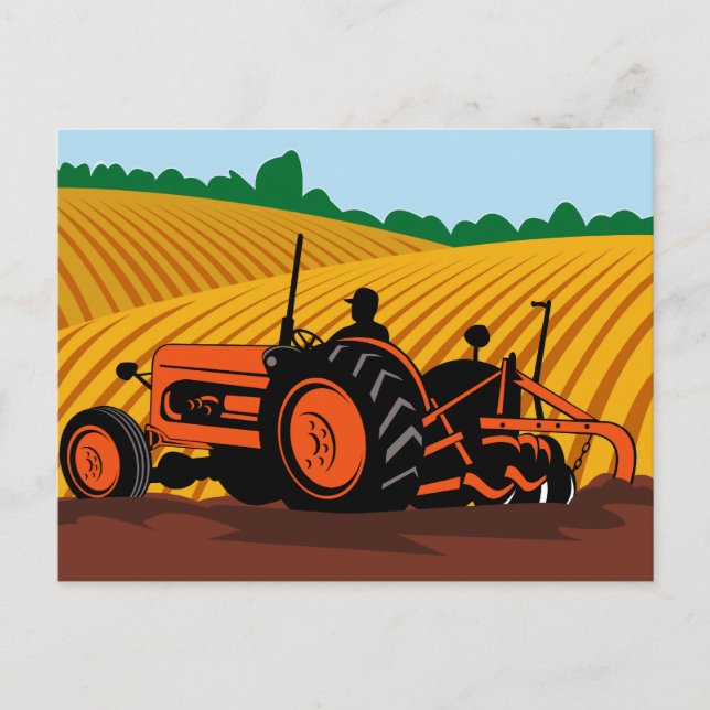 Carte Postale agriculteur conducteur de ferme tracteur terrain d (Devant)
