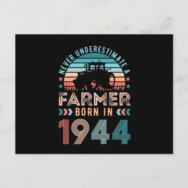 Carte Postale Agriculteur né 1944 80e Anniversaire Cadeau d'agri (Devant)