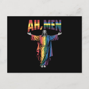 Carte Postale Ah Men Funny LGBT Gay pride Jesus Christian