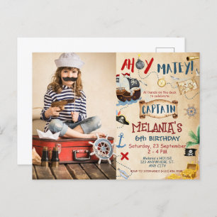 Carte Postale Ahoy Captain Treasure Pirate anniversaire de enfan
