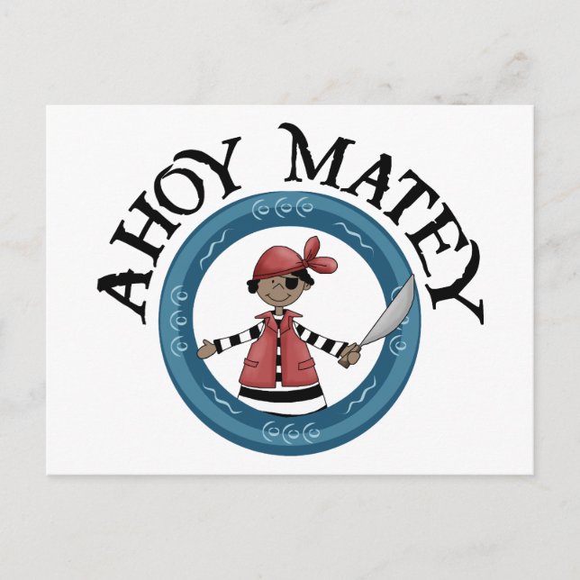 Carte postale Ahoy Matey Patcheye Pirate (Devant)