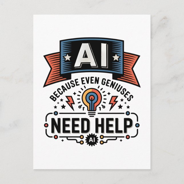 Carte Postale AI Genius Humor Tech Quote Design (Devant)