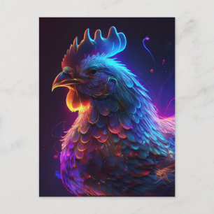 Carte Postale AI Neon Chicken