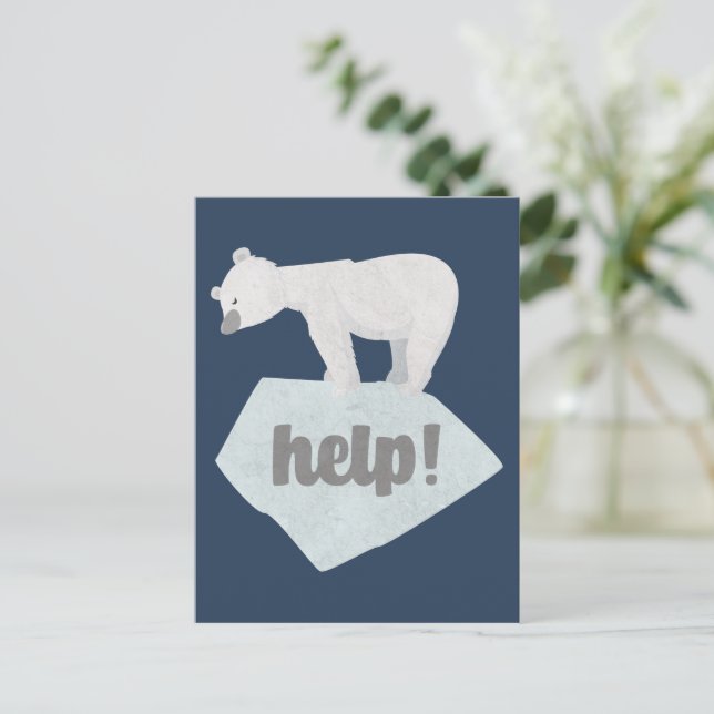 Carte Postale Aidez l'ours polaire (Debout devant)