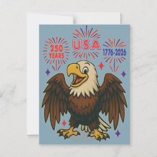 Carte Postale Aigle à tête blanche avec feux d'artifice – États-