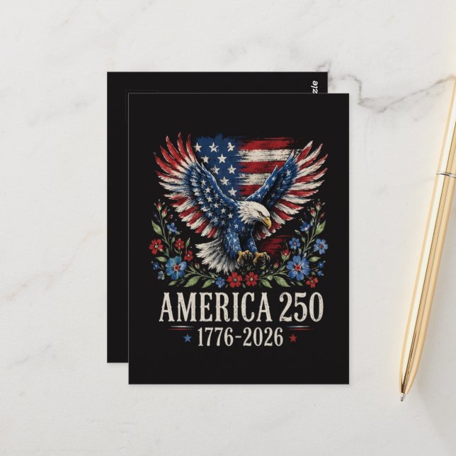Carte Postale Aigle Américain 250e Anniversaire (Devant/Arrière en situation)