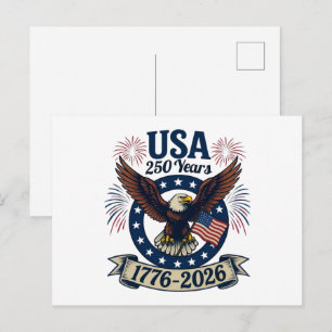 Carte Postale Aigle Américain Patriotique 250 Ans 1776-2026