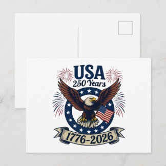Carte Postale Aigle Américain Patriotique 250 Ans 1776-2026