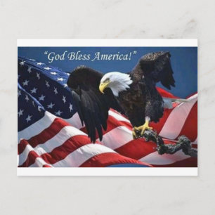 Carte Postale Aigle Américain Patriotique Dieu Bénisse l'Amériqu