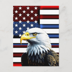 Carte Postale Aigle américain patriotique et drapeau américain