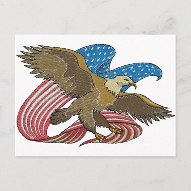 Carte Postale Aigle brodé (Devant)