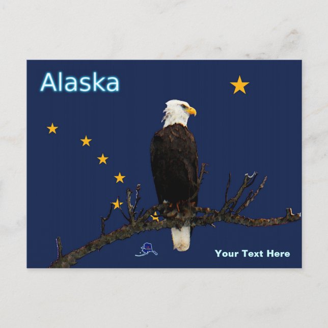 Carte Postale Aigle Et Drapeau De L'Alaska (Devant)