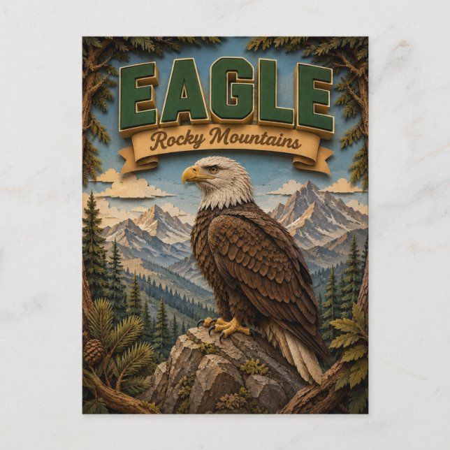 Carte Postale Aigle Montagnes Rocheuses POPCUT (Devant)