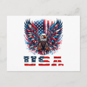 Carte Postale Aigle Patriotique Drapeau USA