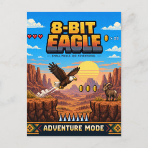 Carte Postale Aigle, Rétro Pixel Art 8-Bit
