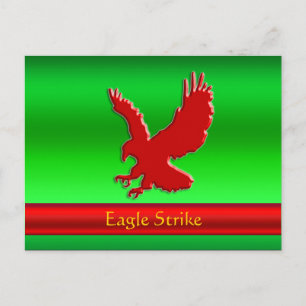 Carte Postale Aigle rouge au look embouti sur fond vert à effet 