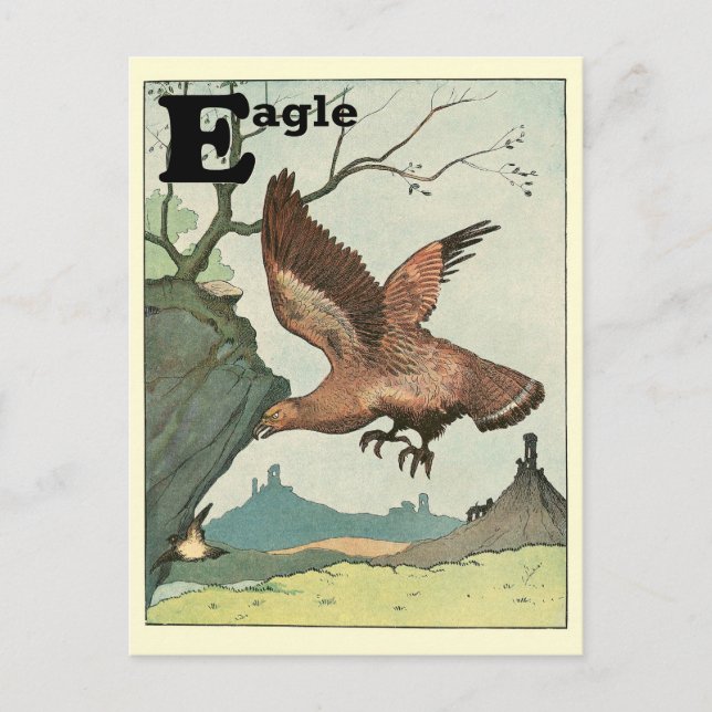 Carte Postale Aigle Royal Alphabet Animalier Lettre E (Devant)