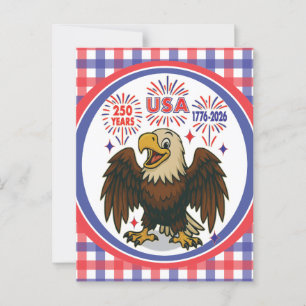 Carte Postale Aigle royal avec feux d'artifice – États-Unis 250 