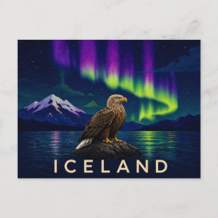 Carte Postale Aigle Royal sous l'Aurore   Iconique Islande
