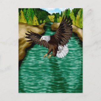 Carte Postale Aigle survolant la rivière dans les montagnes