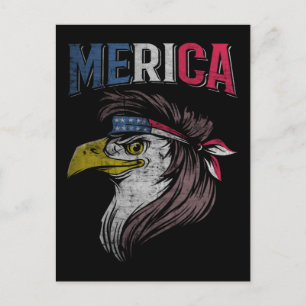 Carte Postale Aigle tondu Drapeau américain USA Oiseau Redneck 4