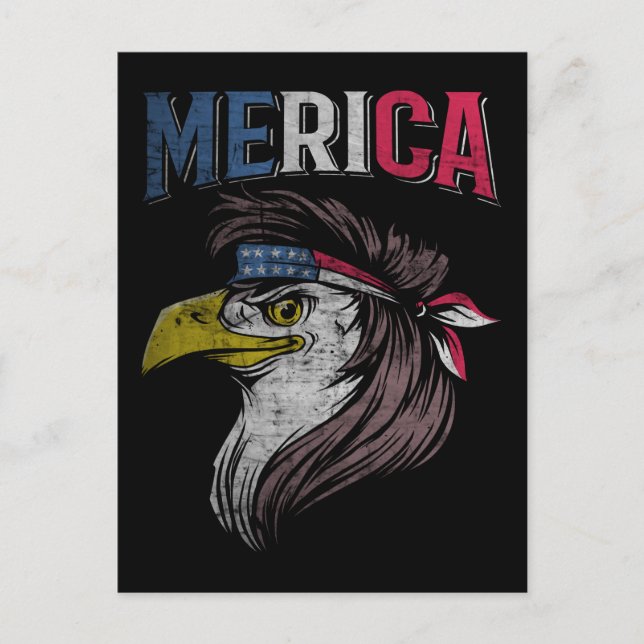 Carte Postale Aigle tondu Drapeau américain USA Oiseau Redneck 4 (Devant)