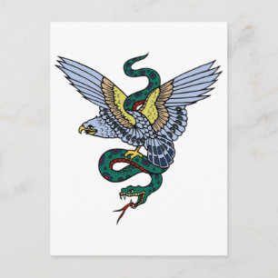 Carte Postale Aigle vintage et tatouage serpent