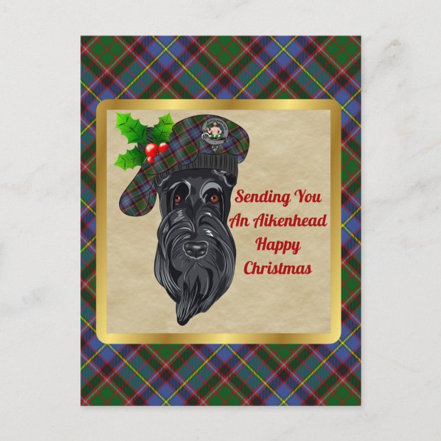 Carte Postale Aikenhead Clan Badge & Tartan Christmas (Devant)