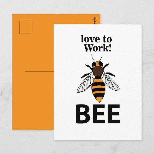 Carte Postale Aime abeille au travail abeille (Devant / Derrière)