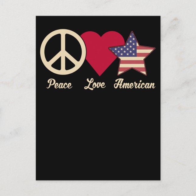 Carte Postale Aimer American Flag Paix 4 juillet patriotique (Devant)